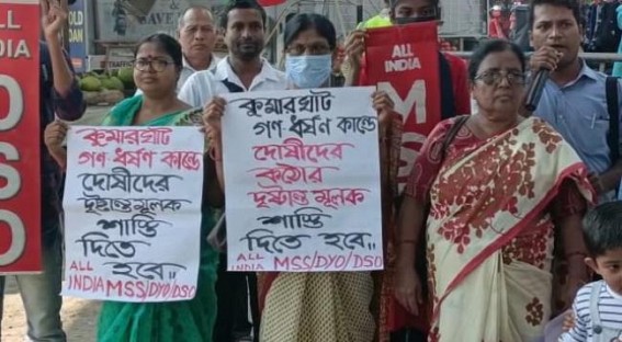 AIDSO, AIMMS AIDYO jointly protested against increasing crime against women in Tripura